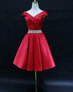 Semi formal  Cap Sleeves Short Homecoming Prom Dress,Beading Belt Short Graduation Dress SP0713