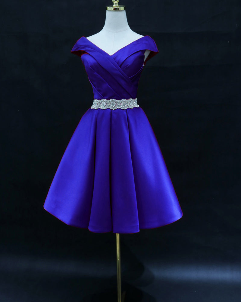 Semi formal  Cap Sleeves Short Homecoming Prom Dress,Beading Belt Short Graduation Dress SP0713