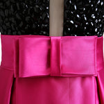 LP3361 Illusion Plunge Open neck Fuchsia and Black Prom Dress A Line Satin 2018 Formal Wear Long