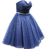 Strapless Corset Sweetheart Neckline Blue Cocktail Party Dress with Belt,Short Homecoming Dress SP0713