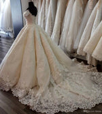 Hot Sale Off the Shoulder Short Sleeves Luxury Wedding Dress Lace Bridal Gown Custom Made WD323