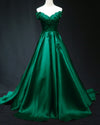 Fashion Off the Shoulder Emerald Green Formal Dress Long.Lace Wedding Party Dress for Women PL0814