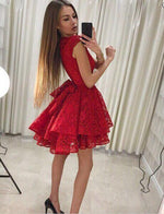 Modest Scoop Sleeve Scoop Neck Lace Short Prom Dress Junior Homecoming Gowns 2020 SP402