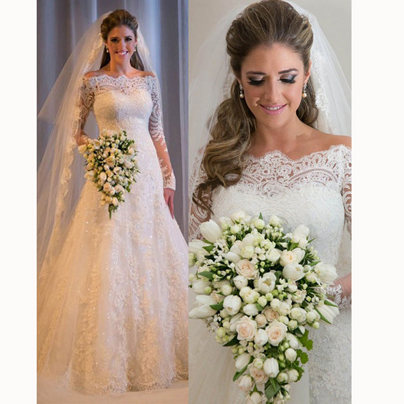 Robe de mariée vintage romantique sur mesure 2020 Robe de mariée avec manches en dentelle Robes de mariée 