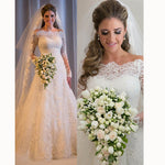 Romantic Custom Made Vintage robe de mariee 2020 Wedding Gown with Sleeve Lace Bridal Dresses