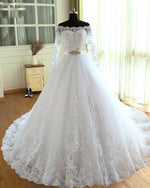 Princess White Long Sleeves Lace Wedding Dresses Bride Gown  Ball Gown  WD685