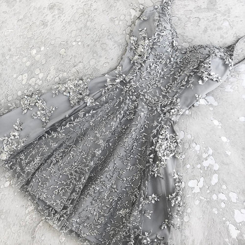 New V  Neck Backless Champagne Sequins Short Graduation Dresses Girls Mini Party Homecoming Dress SP321