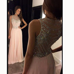 Stylish Pink Beading Long Prom Dress Women Formal Evening Gown
