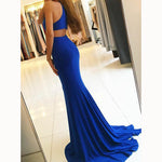 Classy Royal Blue Prom Dress 2022 Halter Fitted Evening Gown Sexy Slit Girls Senior Prom LP5598