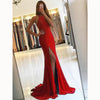Classy Royal Blue Prom Dress 2022 Halter Fitted Evening Gown Sexy Slit Girls Senior Prom LP5598