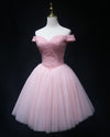 Perfect Full Beading Pink Ball Gonwn Tulle Hoco Dress 2022 Homecoming Short 8th Grade Dress SP01108
