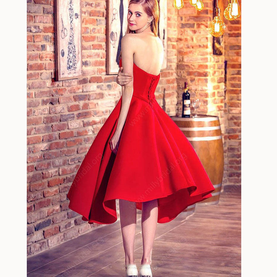 Lovely Sweetheart Red A Line Satin Short Homecoming Prom Dress vestidos longos Cocktail Dress SP7701