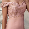 LP877 Pink Long Prom Dresses Off the Shoulder Formal Gowns lace Wedding Party Gown 2018