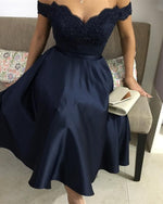 Classy Navy Jr. Prom Dress Short for 8th Grade Graduation, Party Dress A Line Homecoming Dress