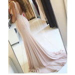LP3654 Plunge V Neck Sexy Long Evening Gown Beaded Formal Prom Dress 2018 with Slit