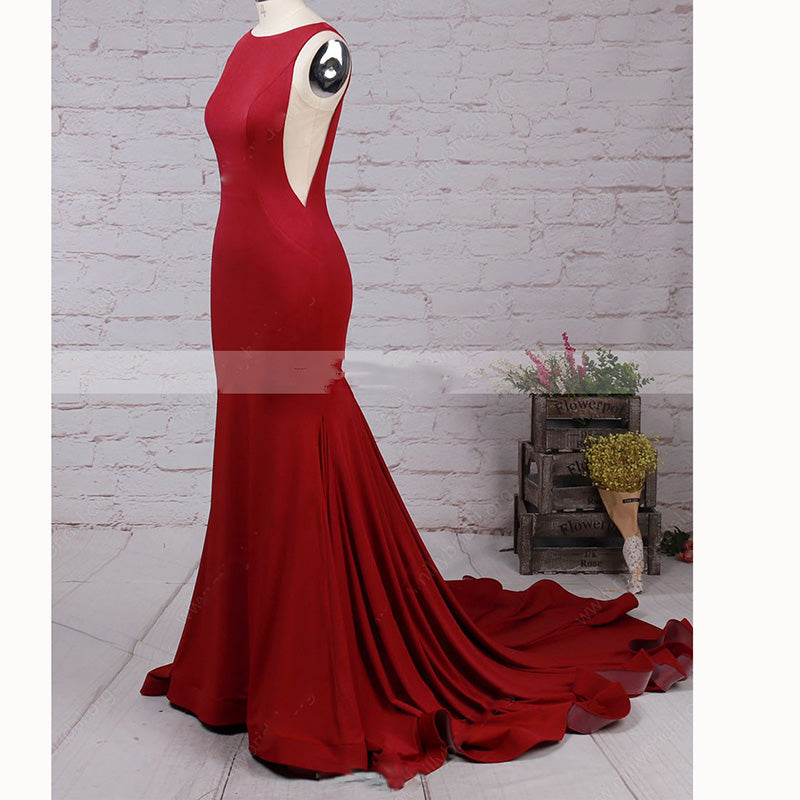 New Red Fitted Evening Gown Long Prom Party Dress vestidos longos abendkleider 2018