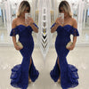 LP8779  Sexy Off the Shoulder Royal Blue Mermaid Lace Prom Dresses Slit Formal Evening Gown ,Senior Prom 2018