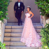 Dreamy Pink Flower Wedding Dresses Lace Appliques Sweetheart Empire Waist Maternity Bridal Gown