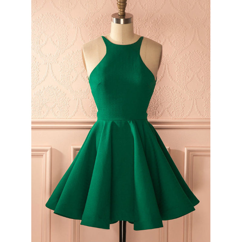Green Short Graduation Prom Dress for  Jr 8th Grade ,Short Homecoming Halter Cocktail Dress SP711