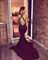Siaoryne LP0831 Burgundy Mermaid halter Long Prom Dress Sexy Women Evening Party Gown 2018