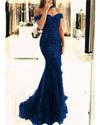 Elegant Lace Embellish Mermaid 2022 Prom Dress Wine Red Off the shoulder Evening Long Dress