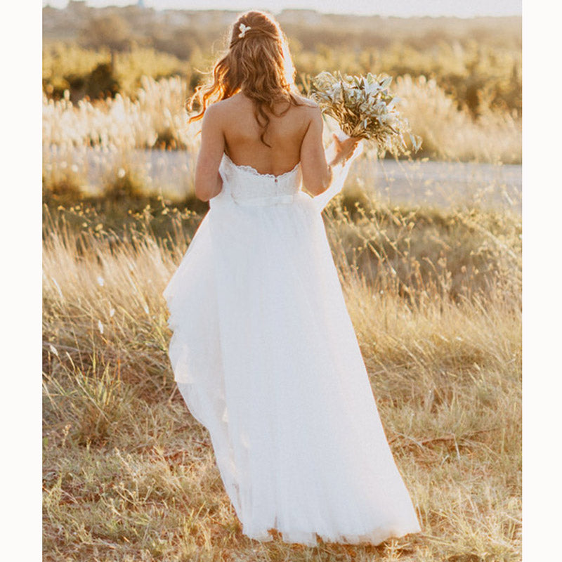 Romantic Tulle Sweetheart A Line Beach Wedding Dress Boho Bridal Gowns 2018 brautkleider hochzeitskleid