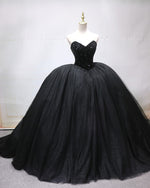 Poofy Sweetheart Tulle Beaded Black Ball Gown ，Prom Formal Dresses  PL07112