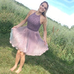 Short Halter Beading Tulle Homecoming Dress short Prom Party 2017