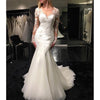 Sexy See Through Long Sleeves V Neck Mermaid Fishtail Wedding Dresses