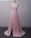 Blush Pink Bridesmaid Dresses Long Women Sexy Slit V Neck Women Wedding Party Gown