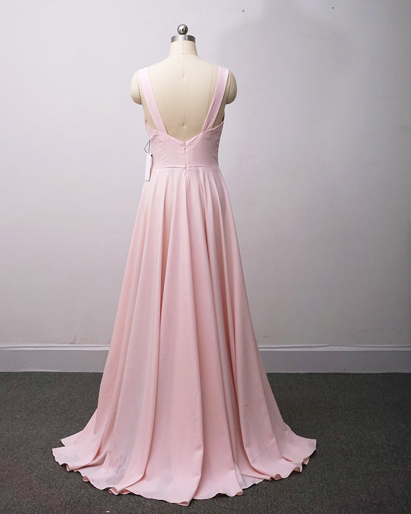 Summer V Neck Sexy Bridesmaid Dress Long  Maid of Honor Women Wedding Evening Gown LP889