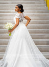 Romantic Short Sleeces Mermaid Lace Wedding Dress 2023
