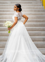 Romantic Short Sleeces Mermaid Lace Wedding Dress 2023