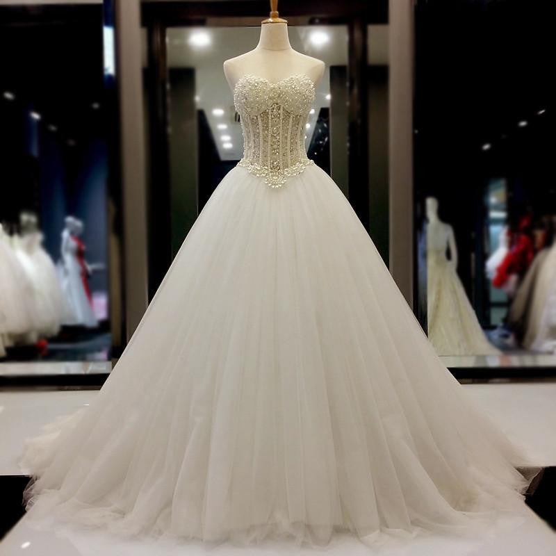 Sweetheart Pearl Beading Ball Gown Wedding Dress bridal Dresses vestido De Novias