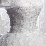 Luxury Off Shoulder Court Train Lace Wedding Dresses  White Bridal Gown A Line Robe De Mariee WD610