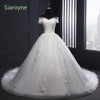 Luxury Off Shoulder Court Train Lace Wedding Dresses  White Bridal Gown A Line Robe De Mariee WD610