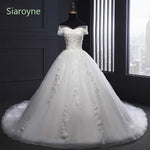 Luxury Off Shoulder Court Train Lace Wedding Dresses  White Bridal Gown A Line Robe De Mariee WD610