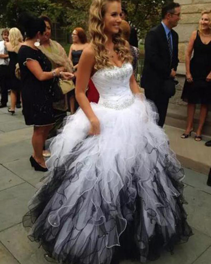 Siaoryne LP0928 Sweetheart Black and White Ball Gown Quinceanera Dress Girls formal prom Gown