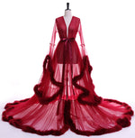 Sexy Sheer Feather Bridal Robe Tulle Illusion Long Wedding Scarf New Custom Made Birthday Maternity Photography Robe Maternity Dress