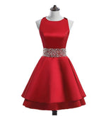 Halter A Line  Junior Prom Dress Short 8th Grade Semi Formal Party Gown Girls Homecoming Dress Short with Beading Belt SP245