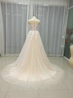 Champagne Beach Summer Wedding Gown Lace Bridal Dresses WD047