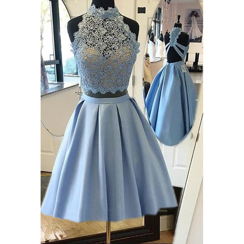 Stylish Sky Blue 2 Pieces Homecoming Dress Short Girls Graduation Gown SP210