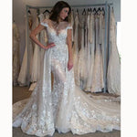 Luxury Detachable Train lace Mermaid wedding Gown 2018 Lace Bridal Dresses