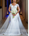 Romantic Short Sleeces Mermaid Lace Wedding Dress 2023