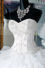Siaoryne sweetheart Ruffle Organza Ball Gown Beading Wedding Dress Princesses Bridal Gowns
