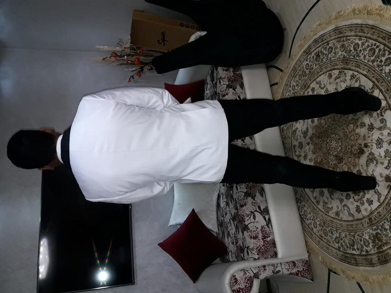 LP5506 Men Suit White Tuxedo With Black Lapel Wedding Suit For Men Slim Fit Groom Party (Jacket+Pant)