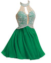 Siaoryne Chiffon A Line high neck short prom dress beading homecoming dresses
