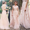 WD0212 Blush Pink Cap Sleeves Lace Bridal Gown,A Line Country Wedding Dresses Cheap Gown Vestido De Novias