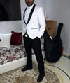LP5506 Men Suit White Tuxedo With Black Lapel Wedding Suit For Men Slim Fit Groom Party (Jacket+Pant)