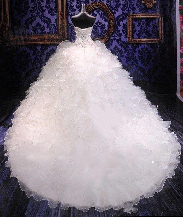 Siaoryne sweetheart Ruffle Organza Ball Gown Beading Wedding Dress Princesses Bridal Gowns
